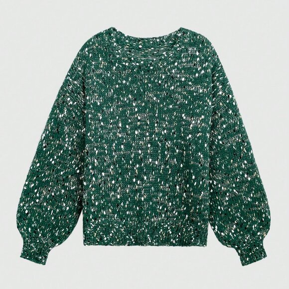Women's Casual Dark Green knit Sweater top - Picture 3 of 7